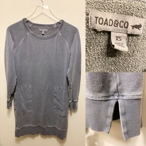 Toad & Co Epique Womens XS Long Sleeve Organic Hemp Blend Sweatshirt Dress Gray